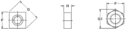 Square and Hex Machine Screw Nut
